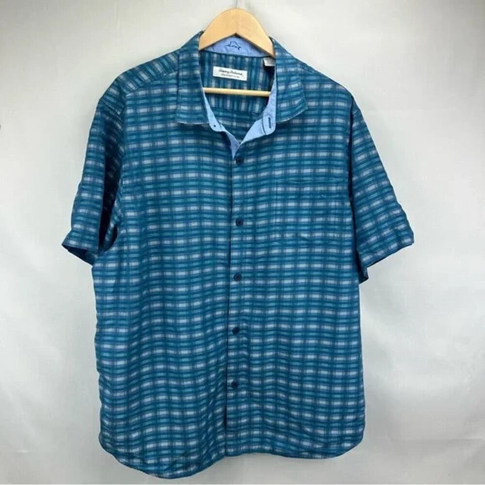 Tommy Bahama Men's Blue Plaid‎ Shirt XXL